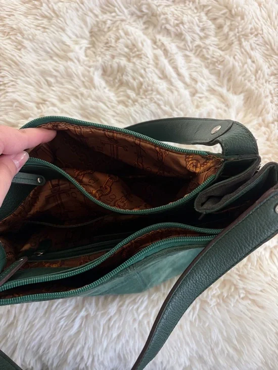 Tignanello Forest Green Suede Shoulder Bag - Picture 7 of 7